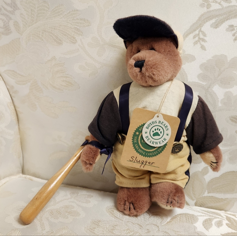 Vintage Boyds Bears Slugger The Archive Collection Plush Bear 8" Baseball Bat